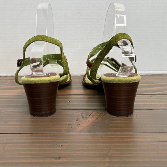 Stonefly Energel Brown Green Suede Leather Open Toe Heeled Sandals 7.5 - Picture 5 of 10